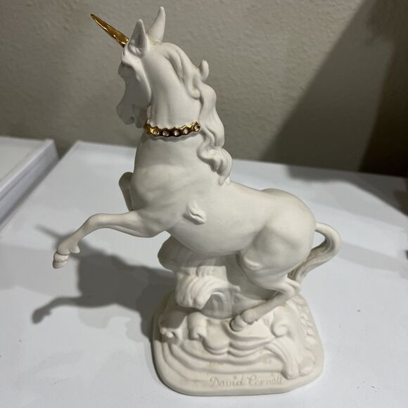 White Unicorn The Messenger Of Love By David Cornell 1985 Porcelain - Picture 6 of 10